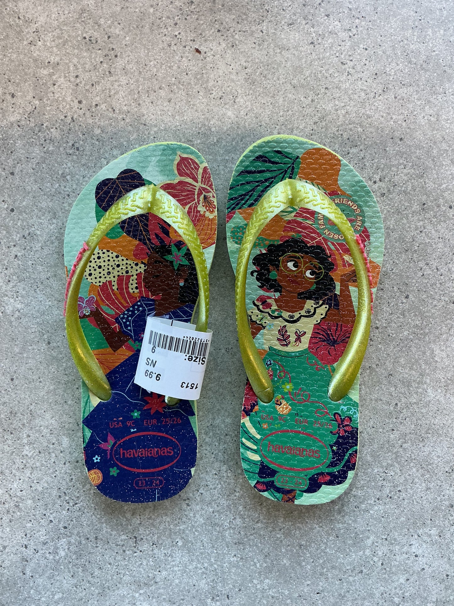 Disney Havaianas flip flops sz9