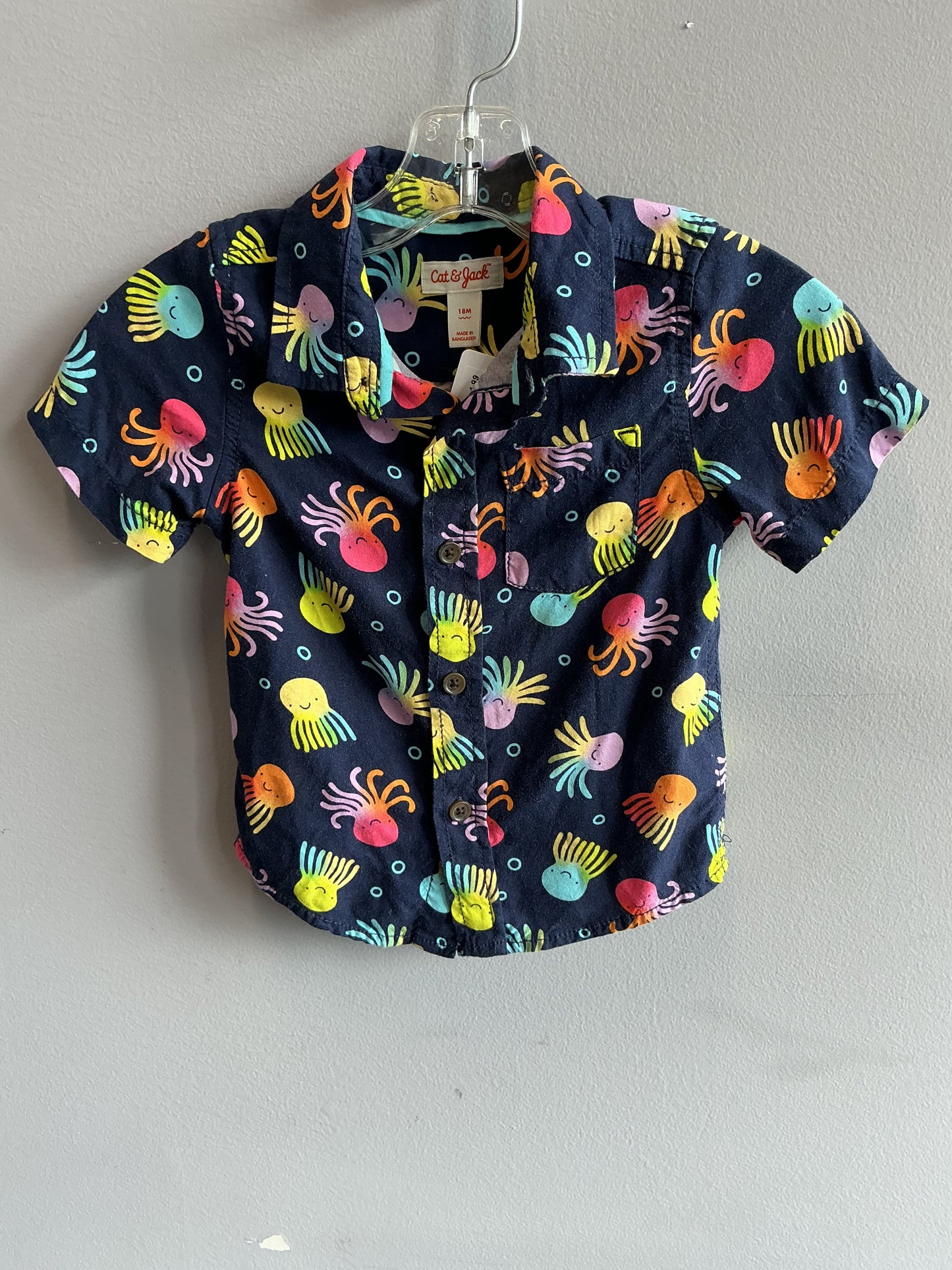 Cat & Jack Shortsleeve Button Down Shirt Sz 18 M