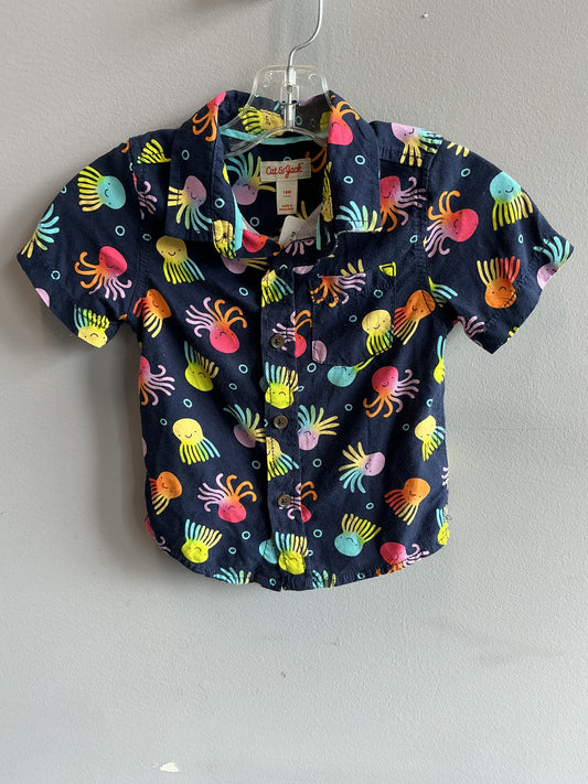 Cat & Jack Shortsleeve Button Down Shirt Sz 18 M