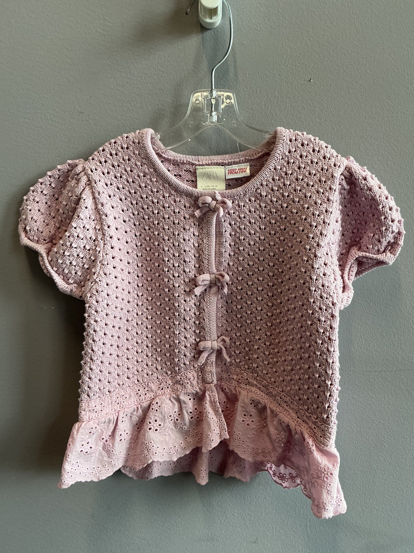 Zara Short Sleeve Button Down Sweater size 6